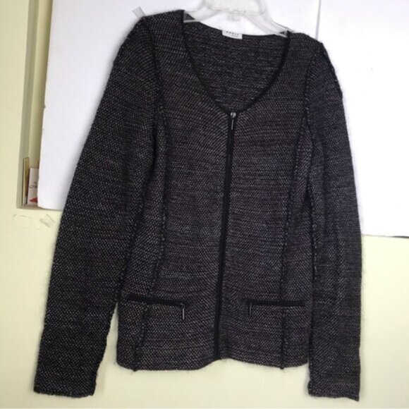 Akris Punto Tweed Knit Mohair Wool Zip Pockets Jacket Cardigan Sweater Preppy 6 - Picture 5 of 16